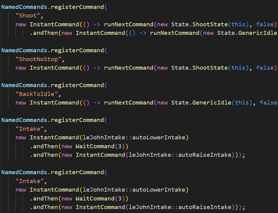 Examples of commands from REBUILT